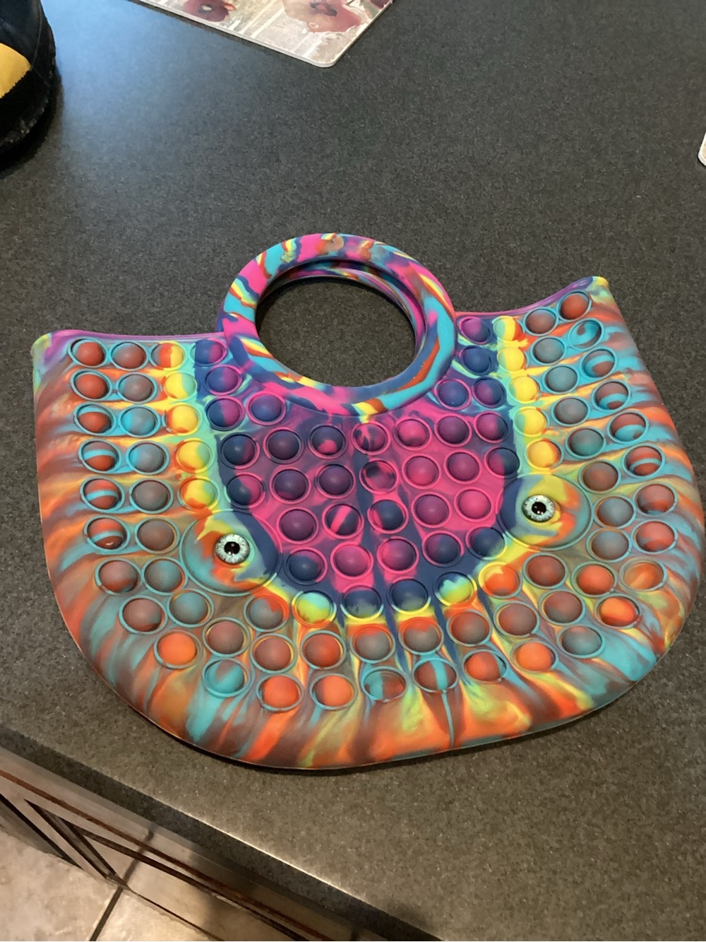 Multicolor Silicone Pop-It Tote with Round Handle
